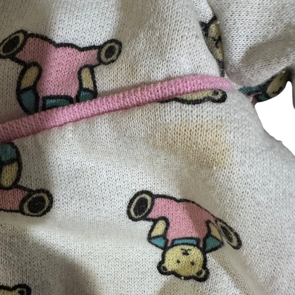 Vintage Baby Sweater With Bear Print - 80s White Cotton Blend Pullover - Picture 8 of 9